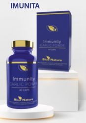 Immunity Garlic Power 40 cps Blue Nature - kombiniert drei Wirkstoffe natürlichen Ursprungs: Knoblauch, kretische Zyste, liegende Harpagophyte