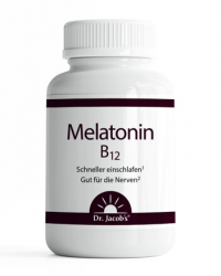 DR. Jacob's Melatonin B12 60 Tabletten für leichteres Einschlafen und mit Vitamin B12 zur psychologischen Unterstützung, laktose- und glutenfrei, für Veganer geeignet