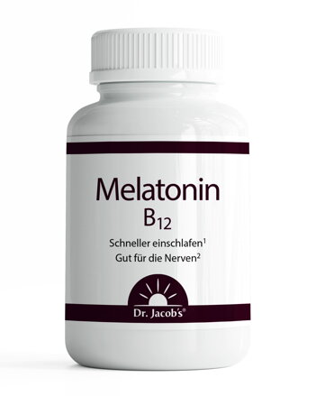 DR. Jacob's Melatonin B12 60 Tabletten für leichteres Einschlafen und mit Vitamin B12 zur psychologischen Unterstützung, laktose- und glutenfrei, für Veganer geeignet Dr. Jacob’s
