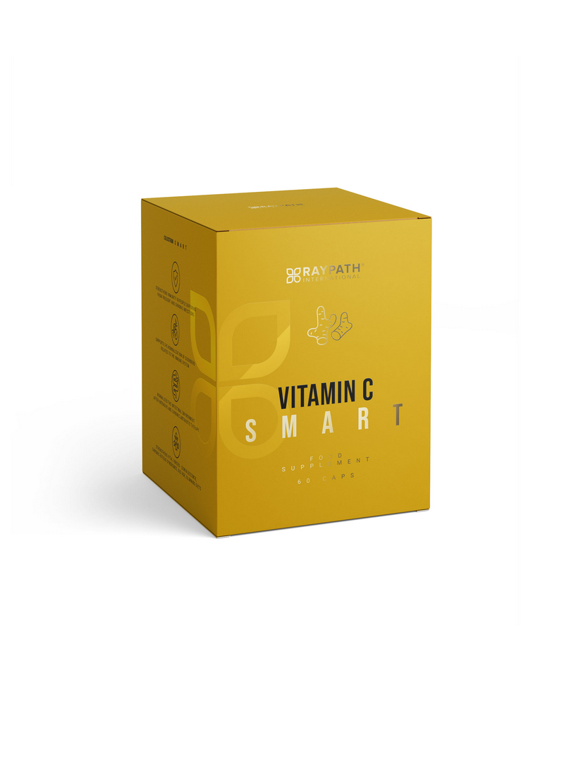 Raypath® Vitamin C Smart mit Kurkuma- und Ingwerextrakt ist ein Nahrungsergänzungsmittel, das den Bedarf des Körpers an Ascorbinsäure ergänzt, die für ein reibungsloses Funktionieren notwendig ist. 60 cps Raypath® International